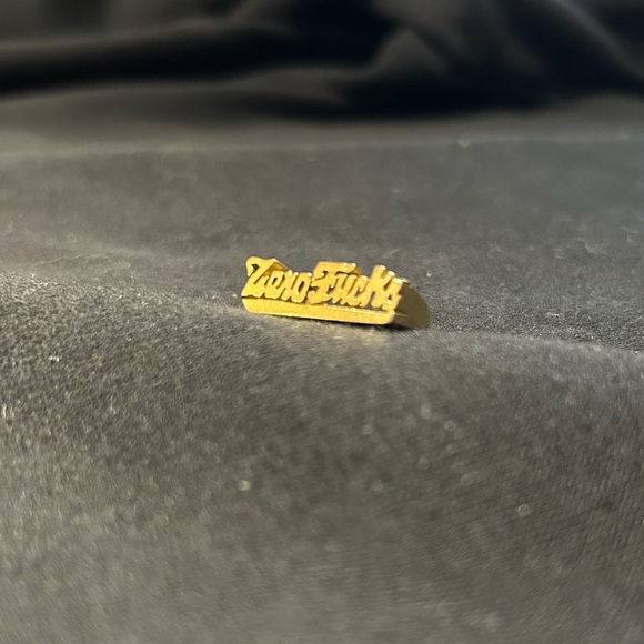 Zero F*cks Solid Brass Text Statement Ring - Picture 2 of 6